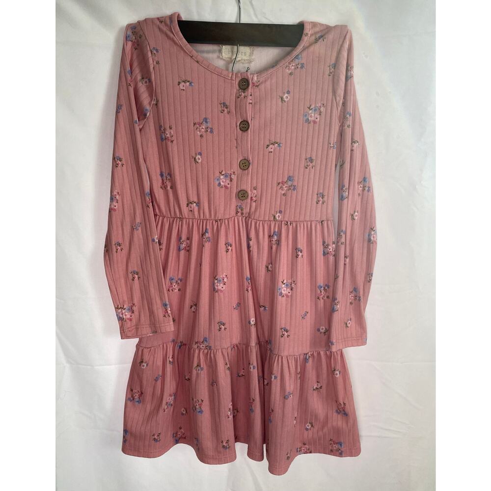 Btween Girl's Long Sleeve Dress Pink Floral Size 7